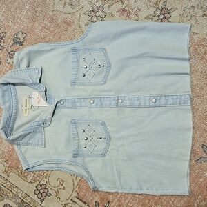 Lucky Brand Lightweight Studded Sleeveless Button Down Denim Top Size M